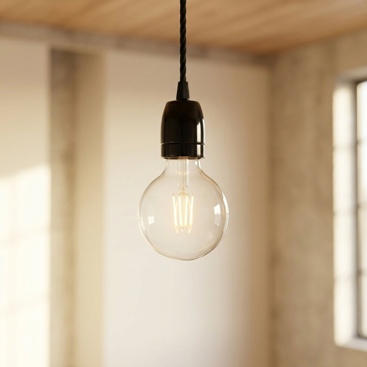 E27 porcelain socket — Black