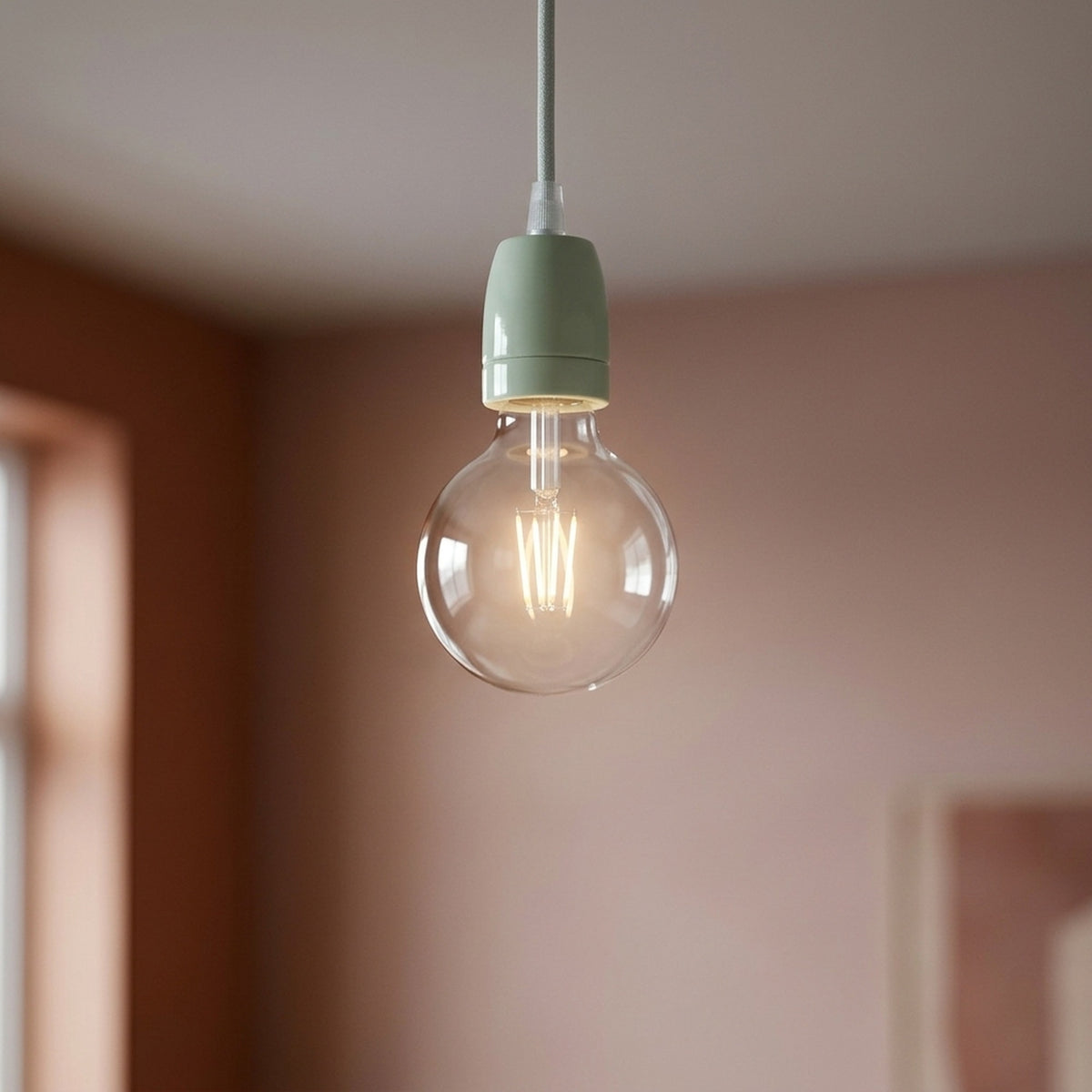 E27 porcelain socket — Sage green