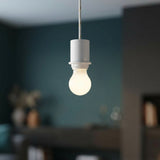 E27 half-threaded metal socket — Matt white