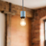 E27 half-threaded metal socket — Sky blue
