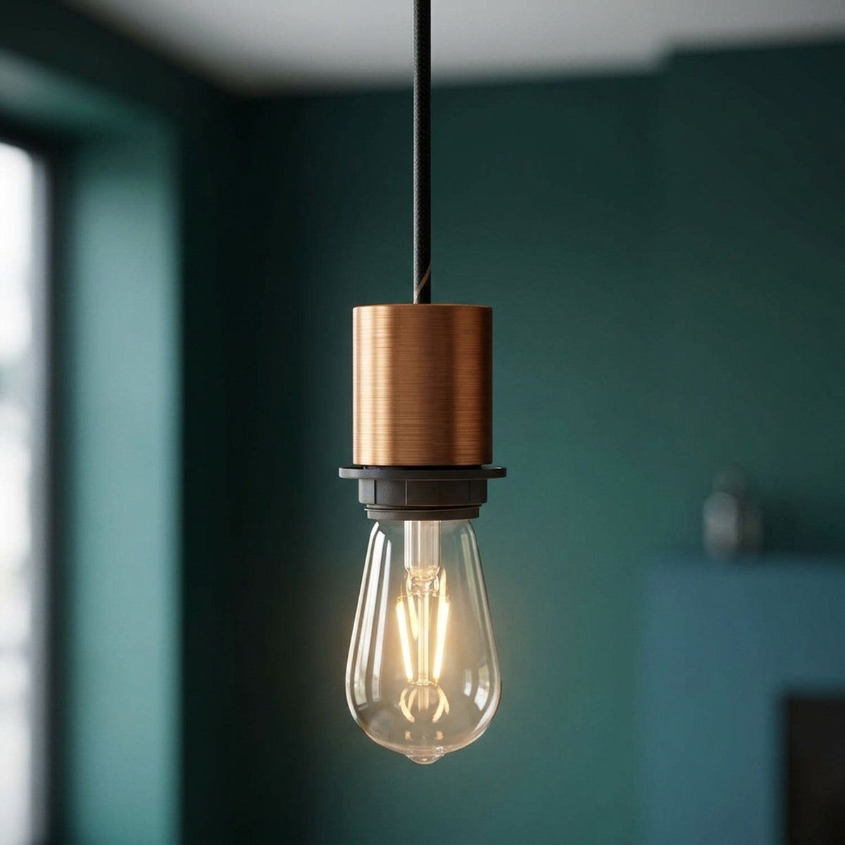 E27 half-threaded metal socket — Satin copper