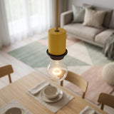 E27 half-threaded metal socket — Mustard