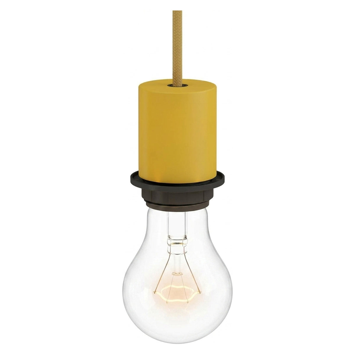 E27 half-threaded metal socket — Mustard