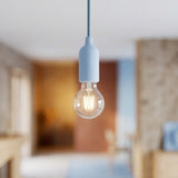 E27 silicone socket with switch — Sky blue