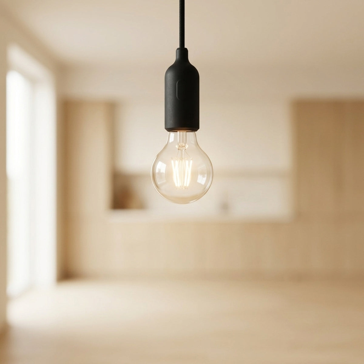 E27 silicone socket with switch — Black