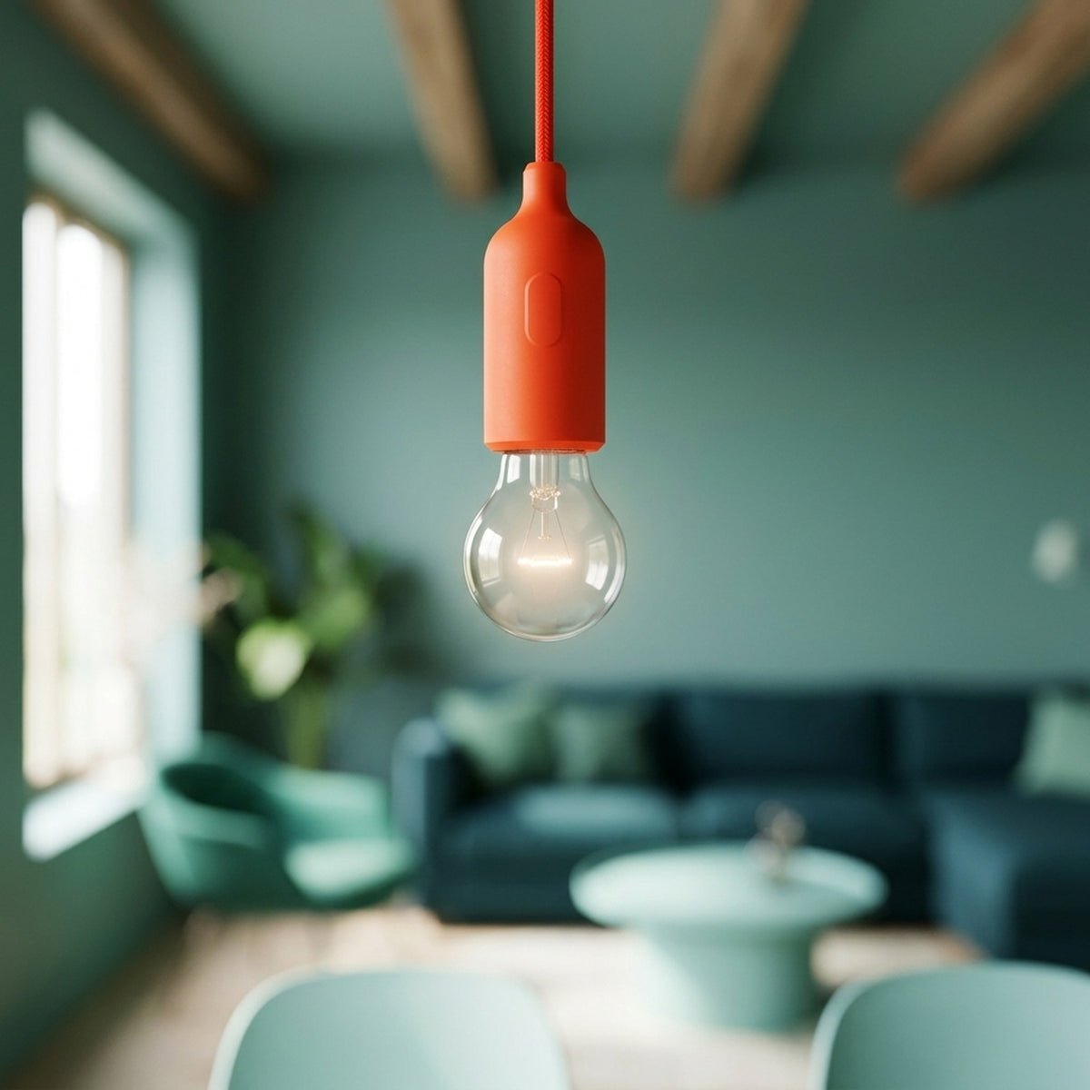 E27 silicone socket with switch — Orange