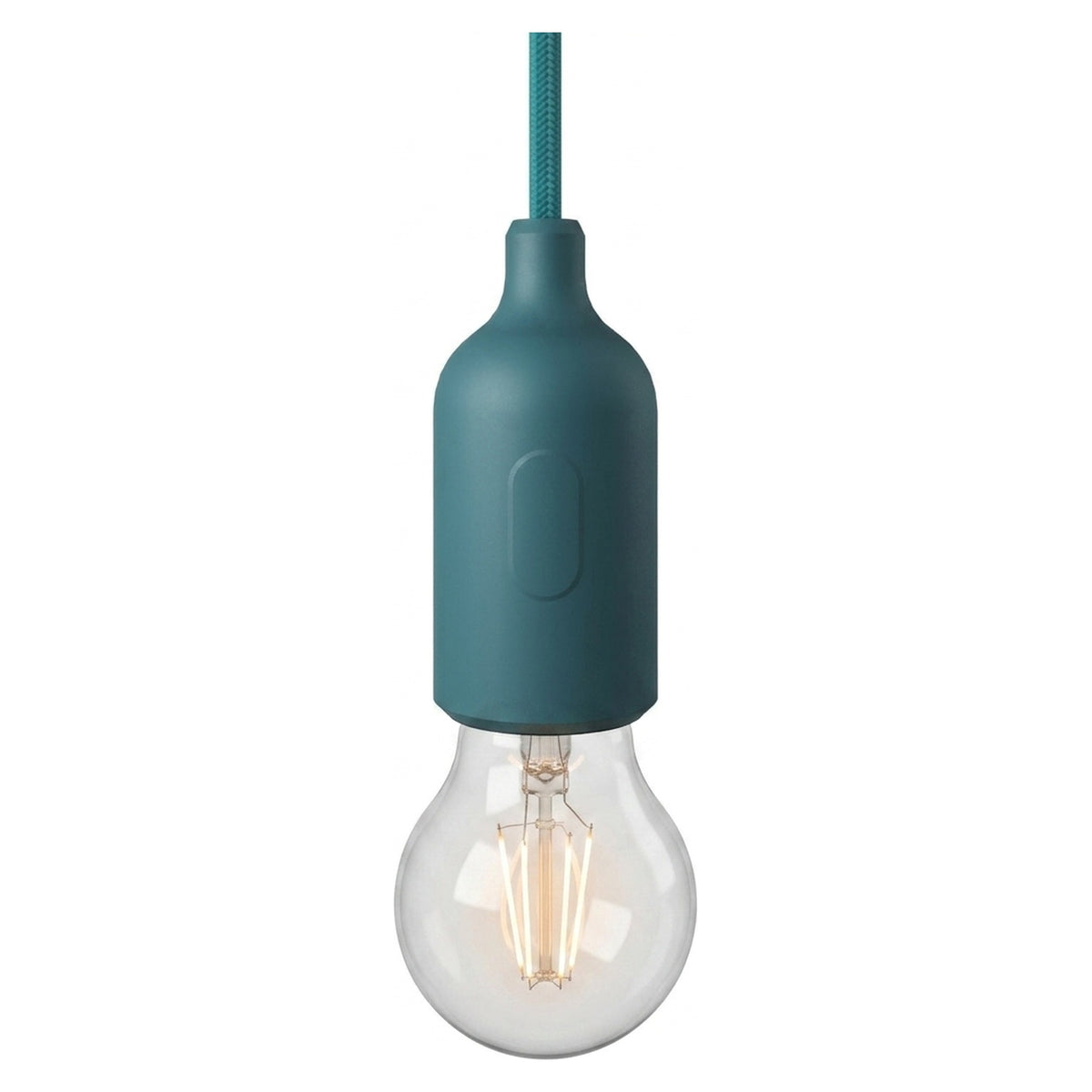 E27 silicone socket with switch — Petrol blue