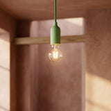 E27 silicone socket with switch — Meadow green