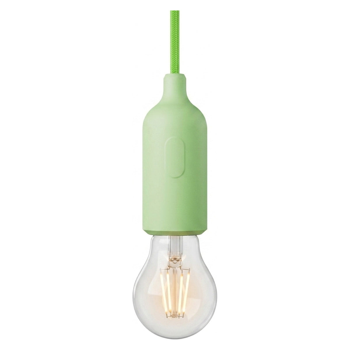 E27 silicone socket with switch — Meadow green
