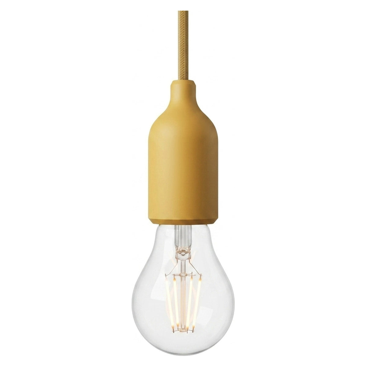 E27 silicone socket with hidden cable grip — Mustard