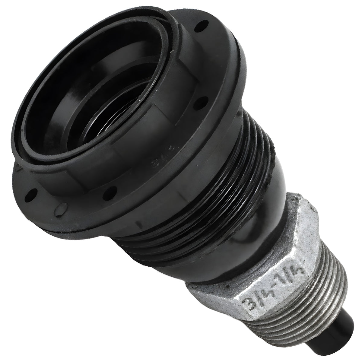 E27 bakelite socket kit with shade rings on male galvanized cast iron fitting