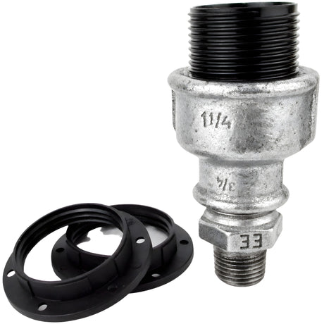 E27 thermoplastic lamp holder kit, Bakelite 1/2'' (15x21mm) male thread, galvanized cast iron fitting