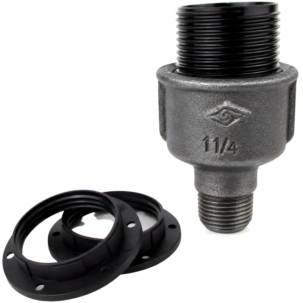 E27 bakelite socket kit on 1/2'' (15x21mm) male Eco black cast iron fitting