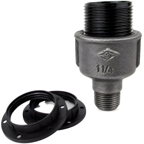 E27 bakelite socket kit on 1/2'' (15x21mm) male Eco black cast iron fitting