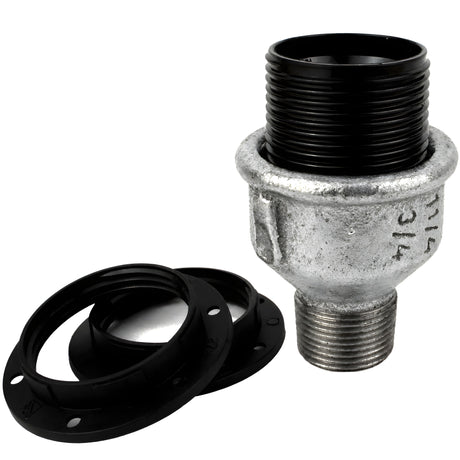 E27 thermoplastic lamp holder kit, Bakelite, male thread, galvanized cast iron fitting