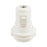 E27 thermoplastic socket with double ring and switch — White