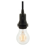 E27 thermoplastic socket with double ring and switch — Black