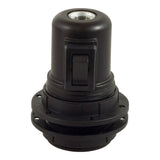 E27 thermoplastic socket with double ring and switch — Black