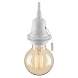 E27 thermoplastic socket, double ring, pull-cord switch — White