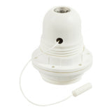 E27 thermoplastic socket, double ring, pull-cord switch — White