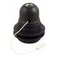 E27 thermoplastic socket, double ring, pull-cord switch — Black