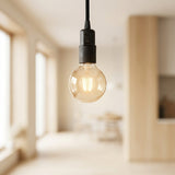 E27 thermoplastic socket with switch — Black