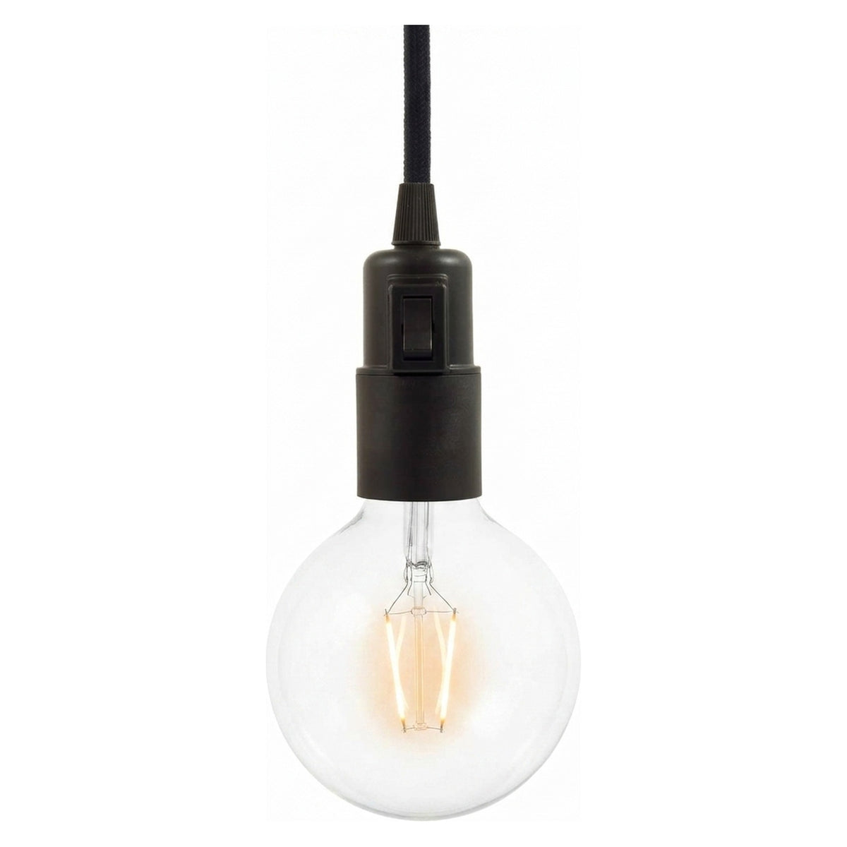 E27 thermoplastic socket with switch — Black