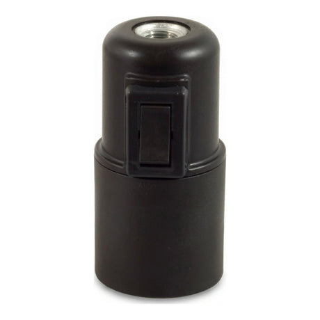E27 thermoplastic socket with switch — Black