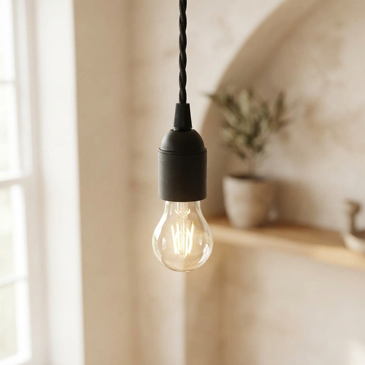 E27 thermoplastic socket — Black