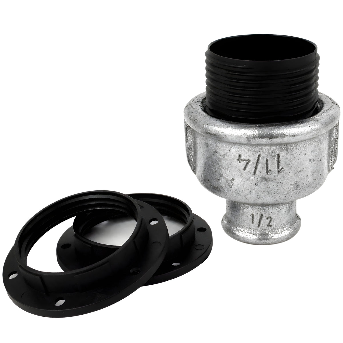 E27 thermoplastic socket kit on 1/2'' (15x21mm) female galvanized cast iron fitting