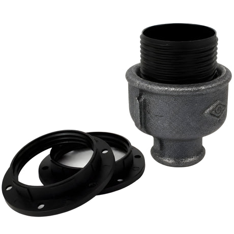 E27 thermoplastic socket kit on 1/2'' (15x21mm) female Eco black cast iron fitting