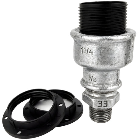 E27 thermoplastic lamp holder kit, Thermoplastic 1/2'' (15x21mm) male thread, galvanized cast iron fitting