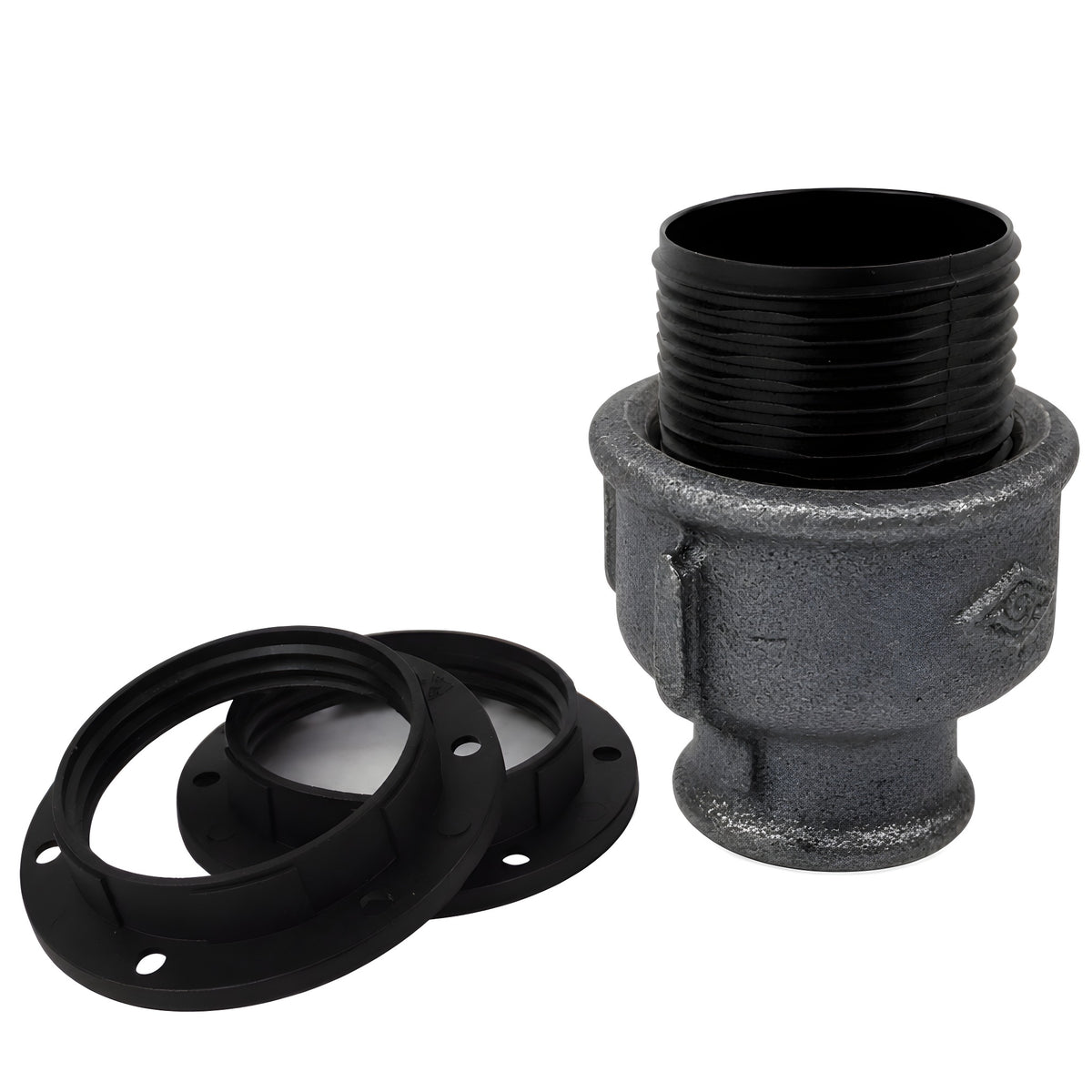 E27 thermoplastic socket kit on female Eco black cast iron fitting