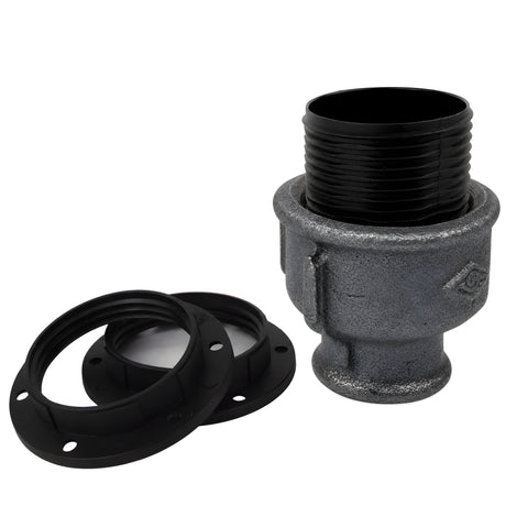 E27 thermoplastic socket kit on female Eco black cast iron fitting