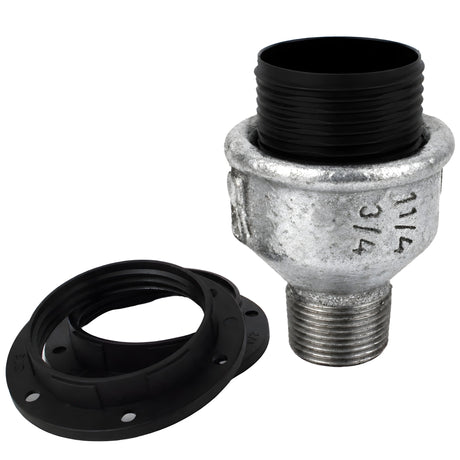E27 thermoplastic lamp holder kit, Thermoplastic, male thread, galvanized cast iron fitting
