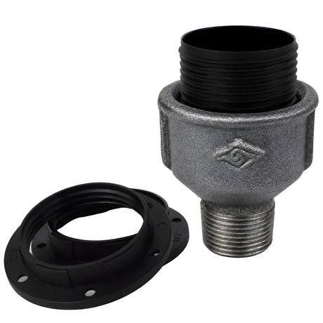 E27 thermoplastic socket kit on male Eco black cast iron fitting