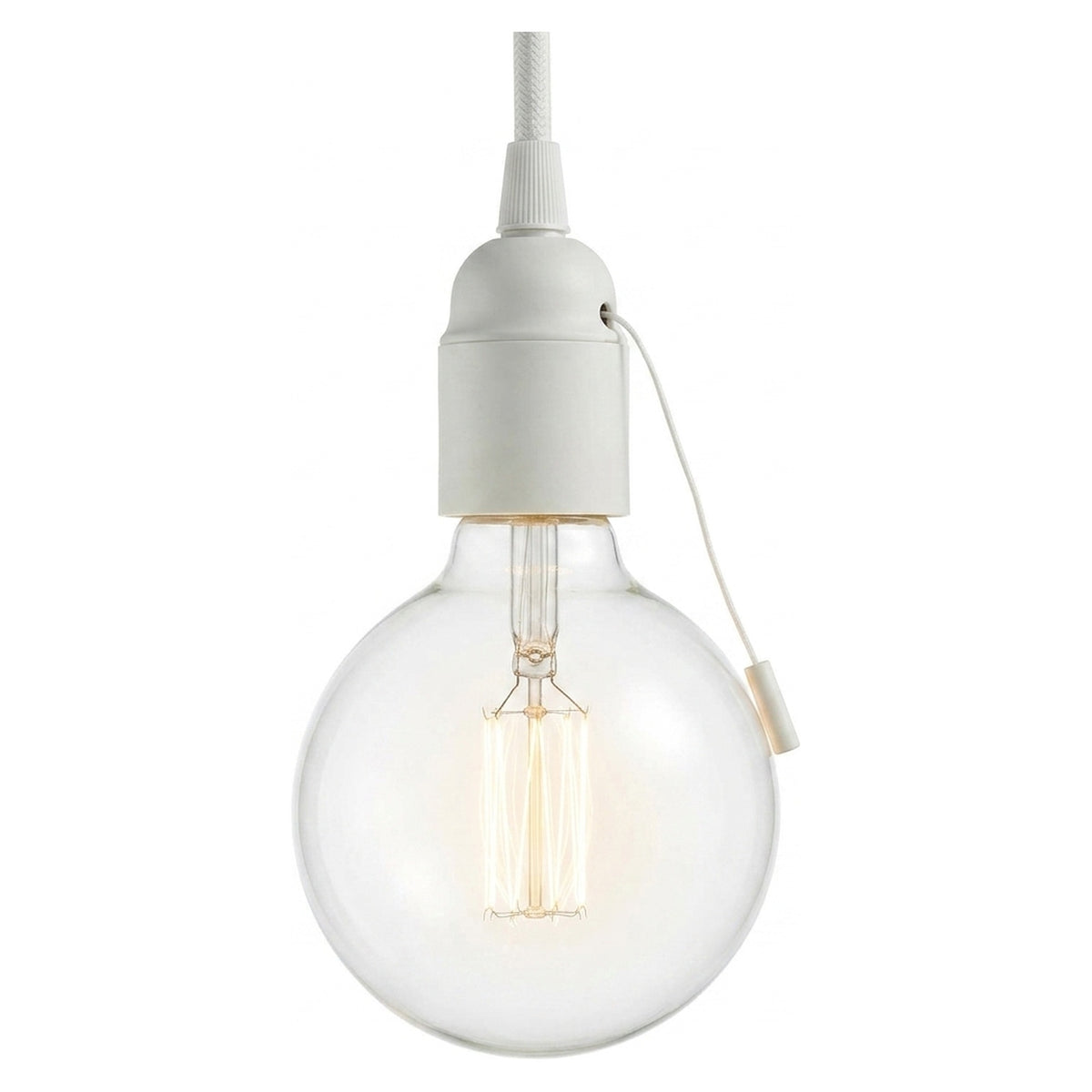 E27 thermoplastic socket with pull-cord switch — White
