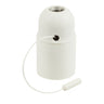 E27 thermoplastic socket with pull-cord switch — White