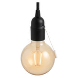 E27 thermoplastic socket with pull-cord switch — Black