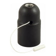 E27 thermoplastic socket with pull-cord switch — Black