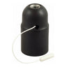 E27 thermoplastic socket with pull-cord switch — Black