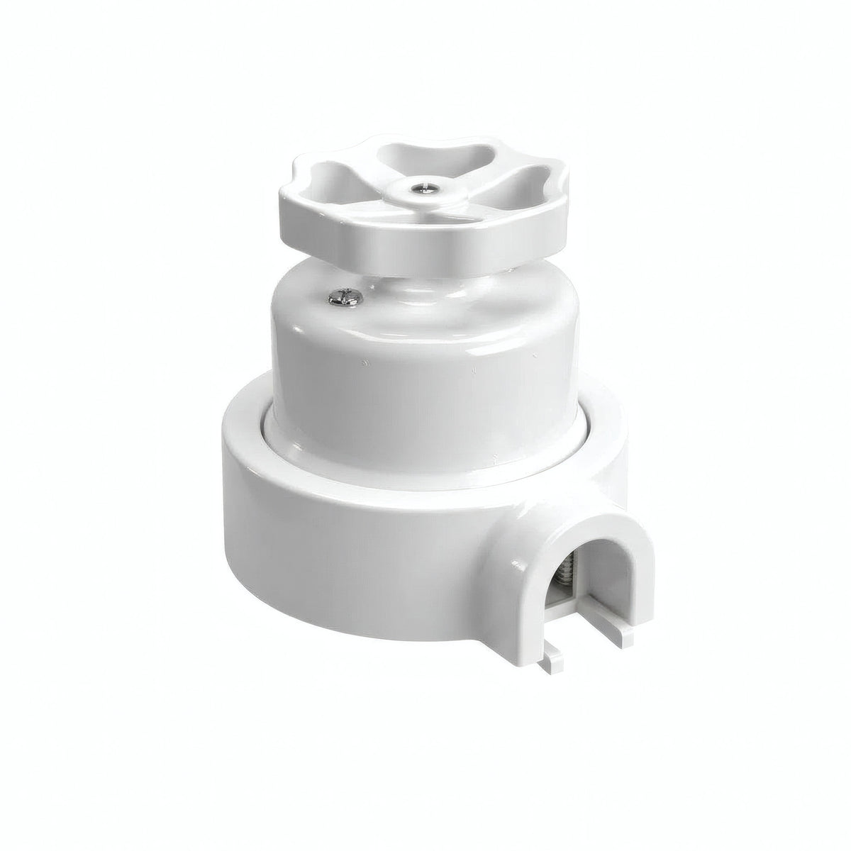 Porcelain two-way switch with a knob and base kit — White / White / 1 conduit entry