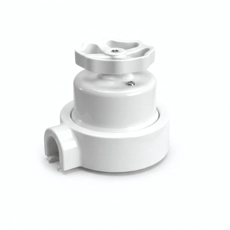 Porcelain two-way switch with a knob and base kit — White / White / 1 conduit entry