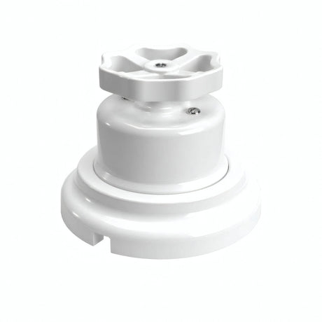 Porcelain two-way switch with a knob and base kit — White / White / Flat Ø 100 mm