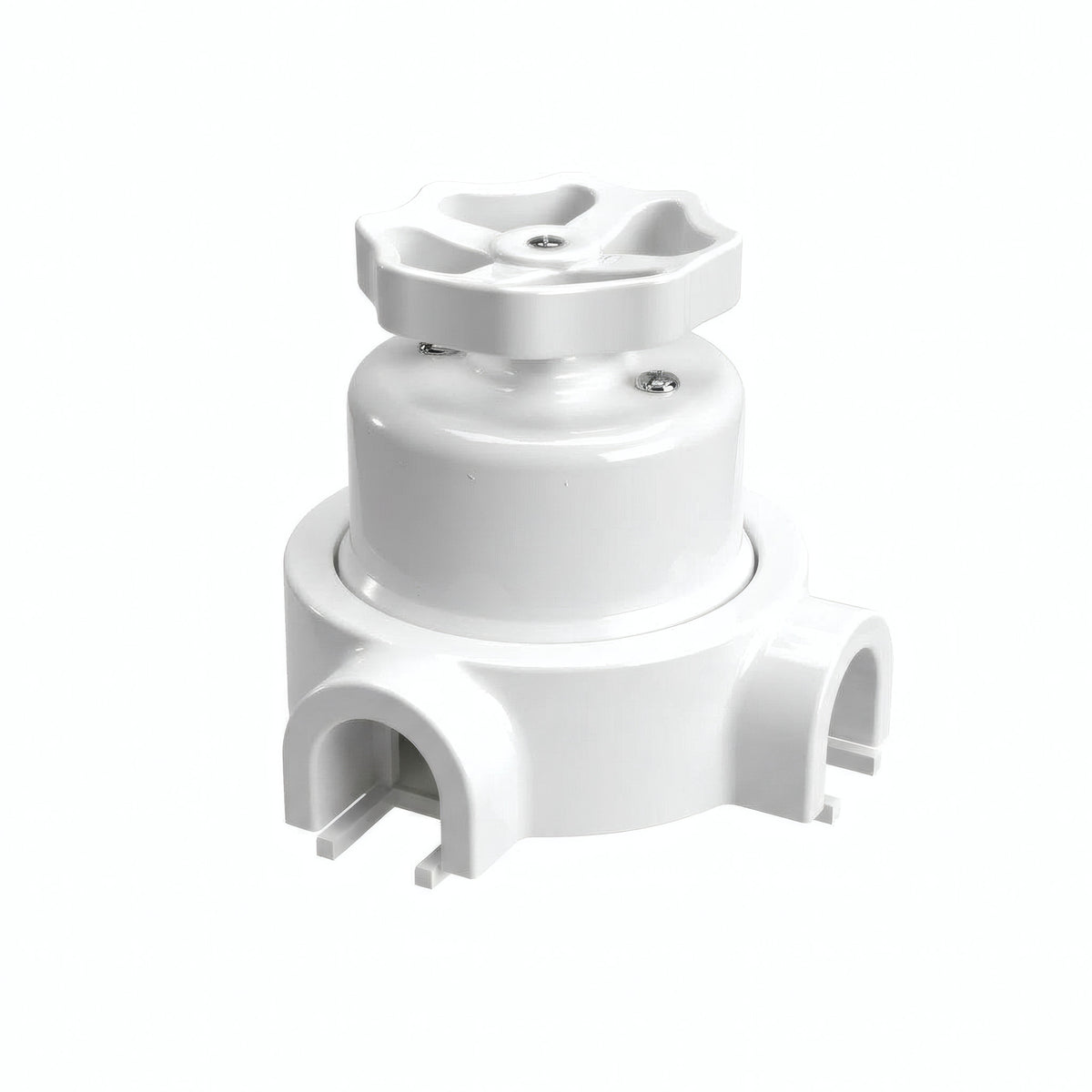 Porcelain two-way switch with a knob and base kit — White / White / 2 conduit entries