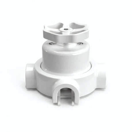 Porcelain two-way switch with a knob and base kit — White / White / 3 conduit entries
