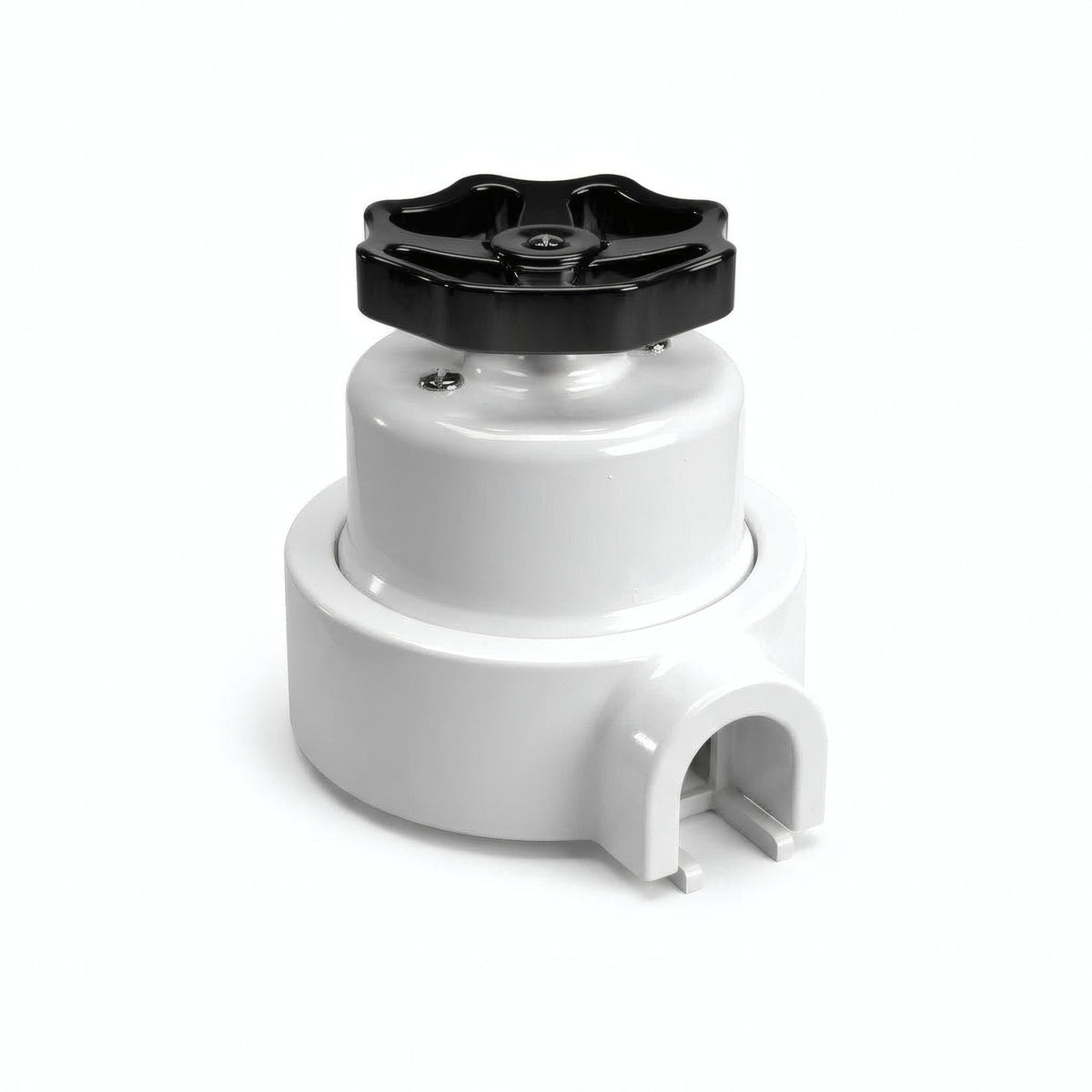 Porcelain two-way switch with a knob and base kit — White / Black / 1 conduit entry