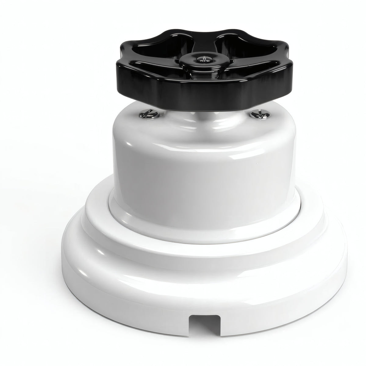 Porcelain two-way switch with a knob and base kit — White / Black / Flat Ø 100 mm