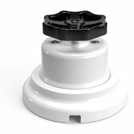 Porcelain two-way switch with a knob and base kit — White / Black / Flat Ø 100 mm