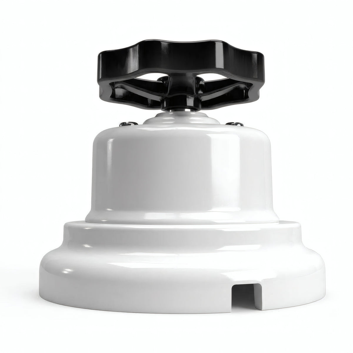 Porcelain two-way switch with a knob and base kit — White / Black / Flat Ø 100 mm